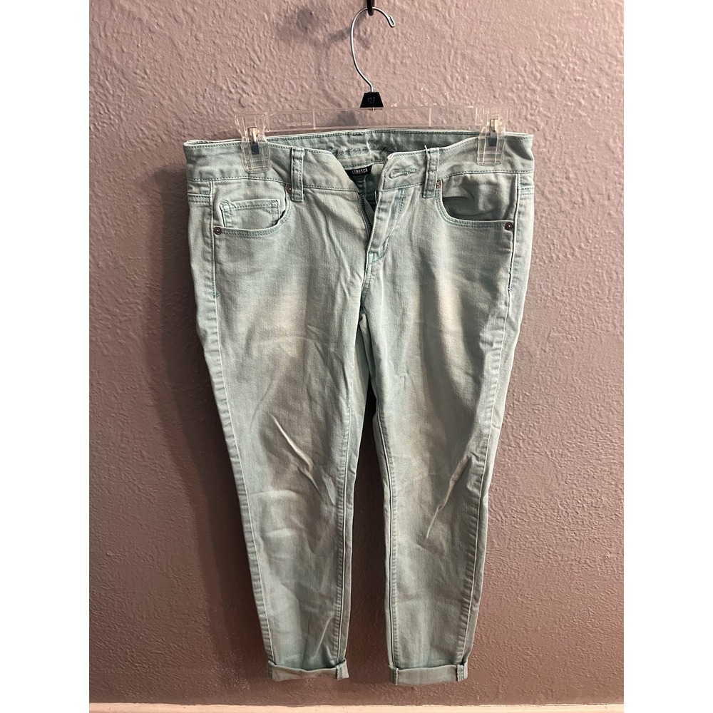 American Eagle Jeans Womens Size 4 Teal Color  Jean Stretch Zip‎